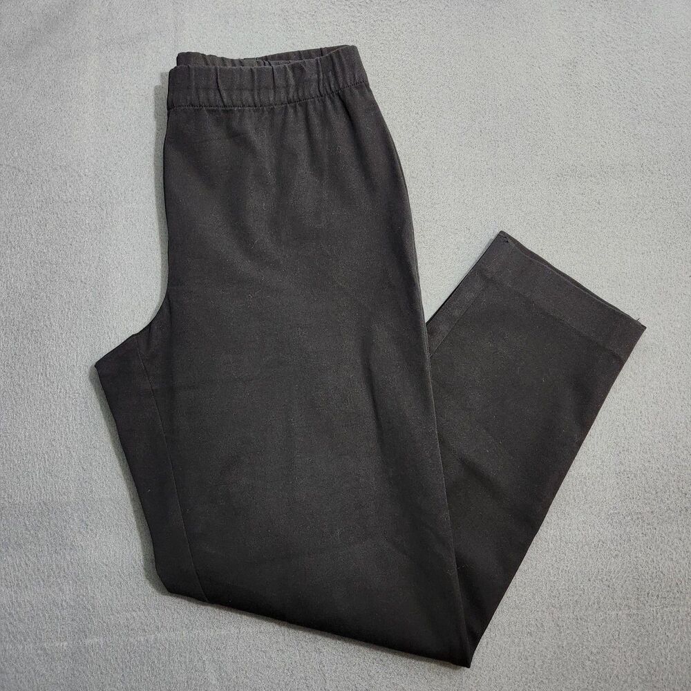 Susan Graver Women 4 Black Tapered Leg Pull On Elastic Waist Pants